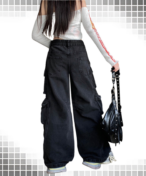 Multi-pocket Wide-leg Work pants