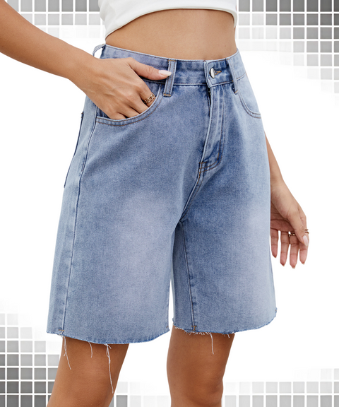 Straight denim shorts