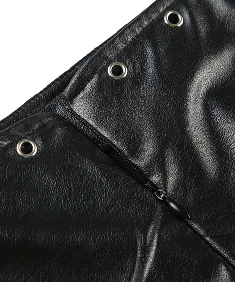 Riveted PU Leather Skirt