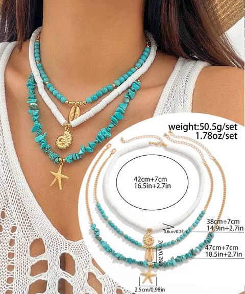 Beach-Style Shell Multi-Layered Necklace