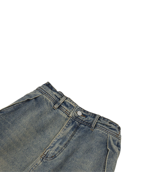 Loose fit scimitar striped washed jeans