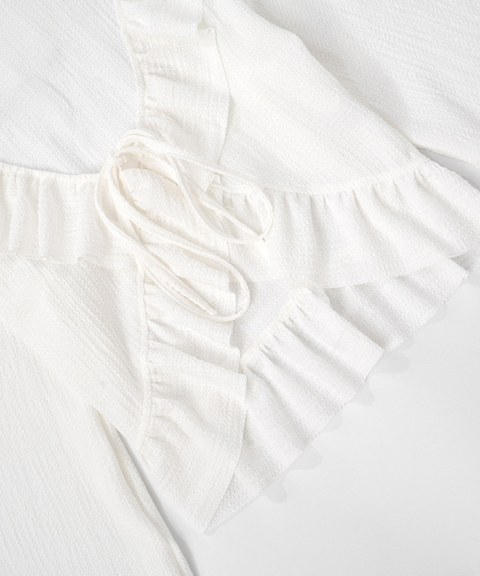 Lace-trimmed Long-sleeved Cardigan Top