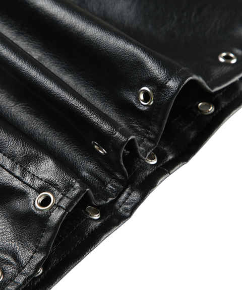 Riveted PU Leather Skirt