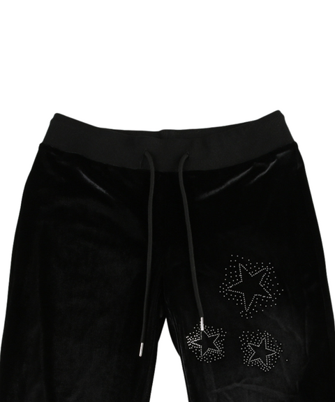 Star Rhinestone Velvet Flared Trousers