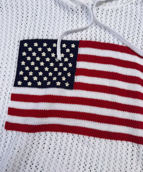 Retro pure cotton knitted hooded sweater sweatshirt