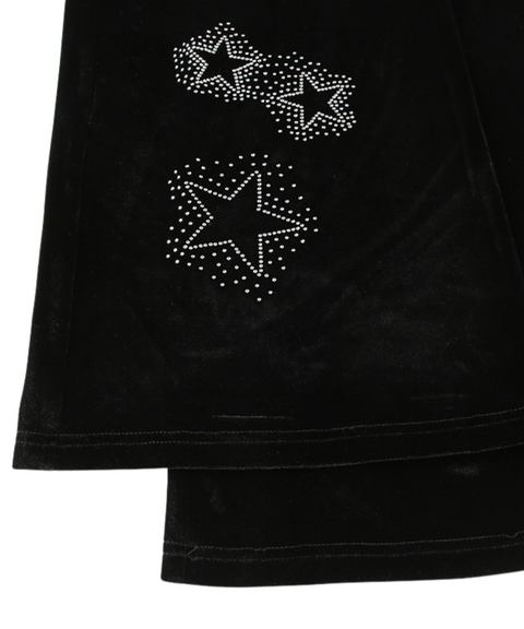 Star Rhinestone Velvet Flared Trousers