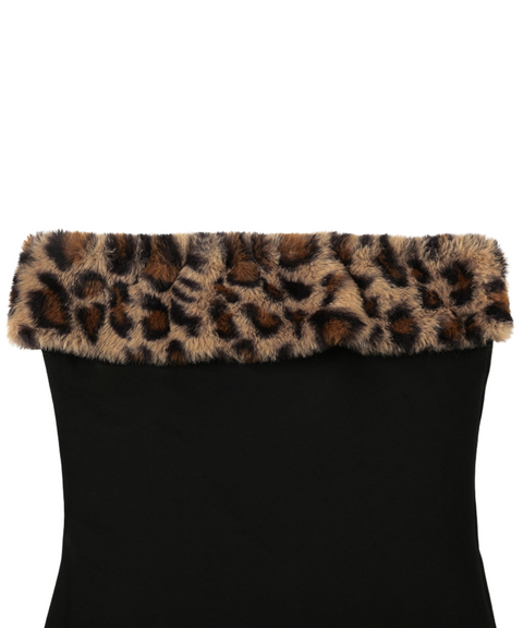 Short Plush Leopard Patchwork Top And Shorts Set
