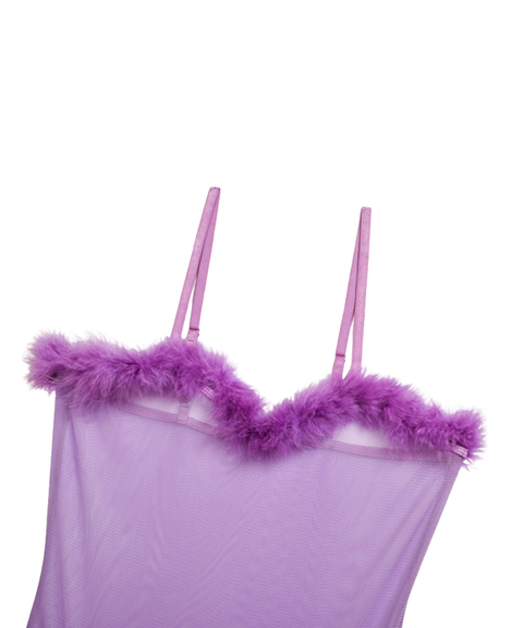 Christmas-style mesh feather sexy bodysuit