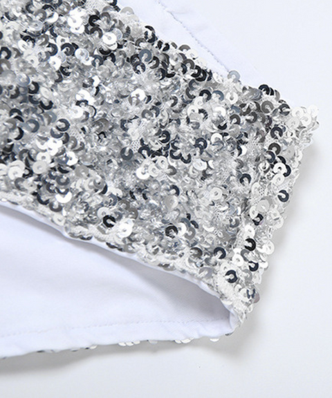 Silver beaded low-rise briefs shorts