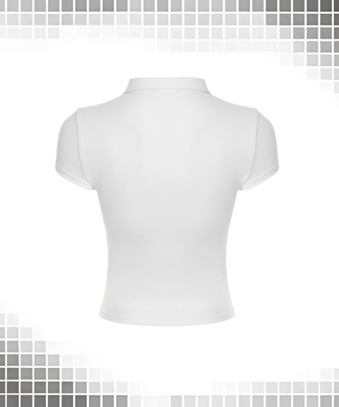 Solid color lapel pullover button-down slim fit short-sleeved T-shirt
