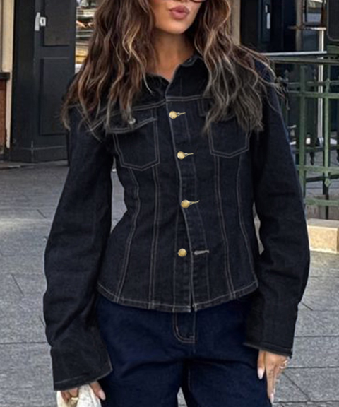 Slim-fit long-sleeved denim shirt/jacket