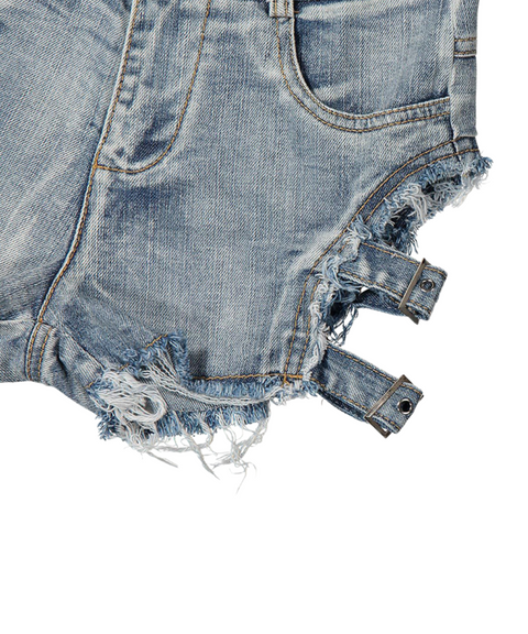 High-Waisted Distressed Denim Shorts