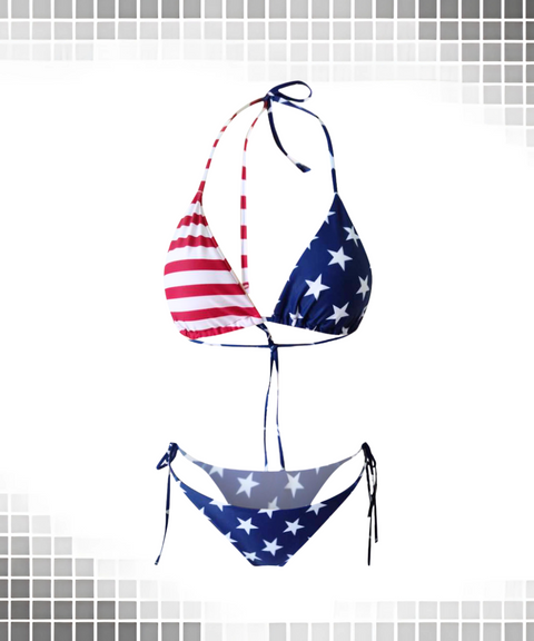 Flag Print Bikini Set