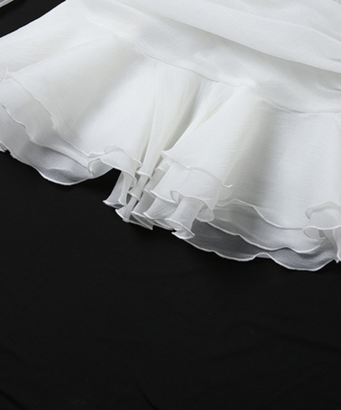 Lapel-neck Flared Sleeve Dress