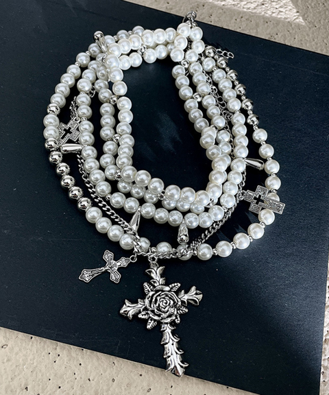 Multi-layered Pearl Beaded Necklace
