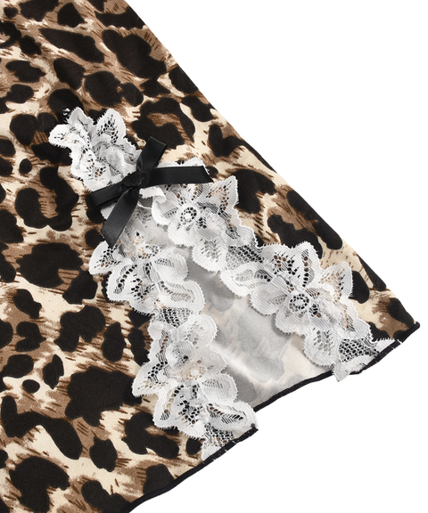 Sexy leopard print lace-up suspender dress