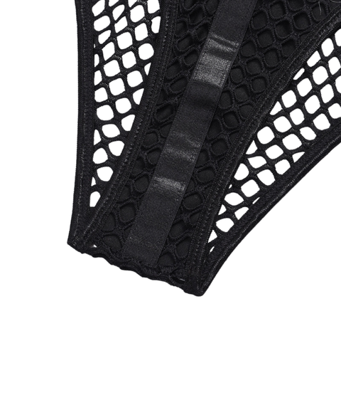 Sexy large mesh patchwork bodysuit