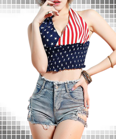 High-Waisted Distressed Denim Shorts