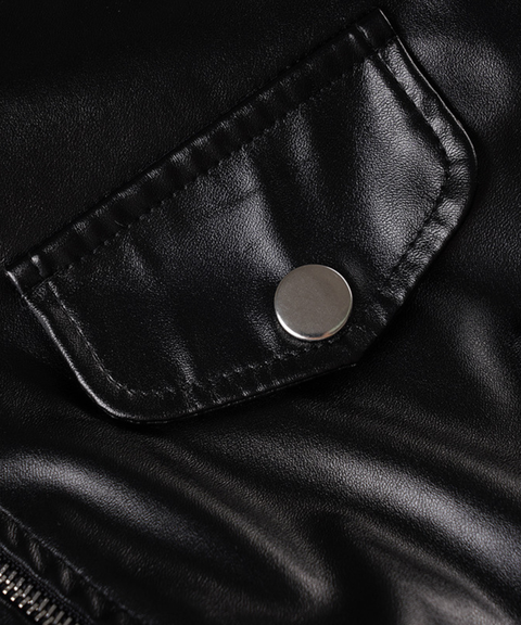 Slim-fit long-sleeved leather jacket