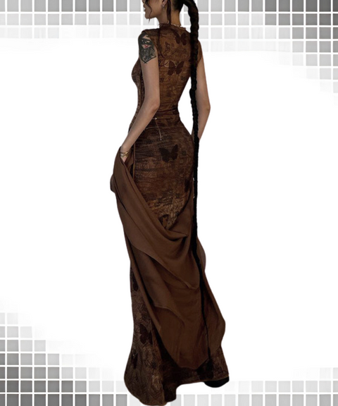 Printed Round-neck Sleeveless Dress