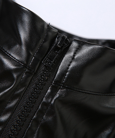 Women's Sexy Clothing, Zipped PU leather crop top, Nightout, OOTD