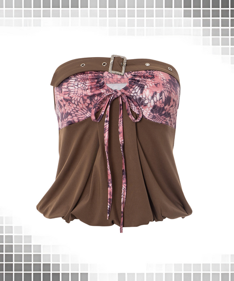 Printed panel strap bandeau vest
