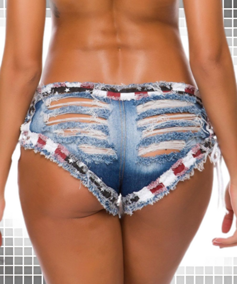 Low-Rise Sexy Distressed Denim Shorts for Women