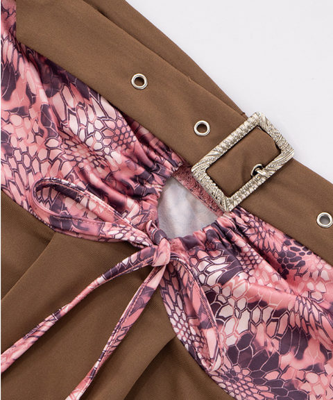 Printed panel strap bandeau vest