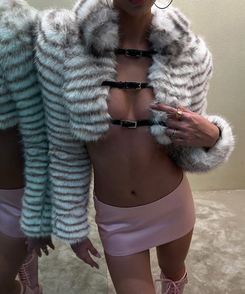 Sexy plush cardigan long-sleeved jacket