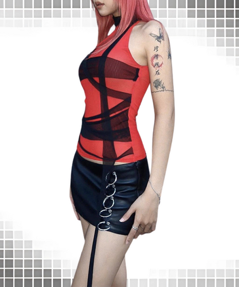 Mesh Splicing Sleeveless Top