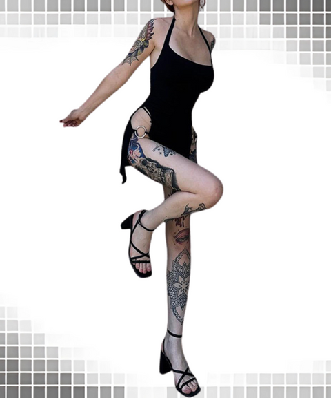 Halter-neck Hollow Short Dress