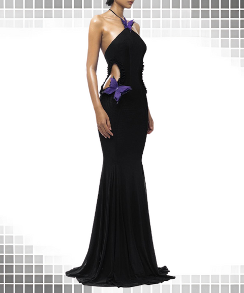 Butterfly Halter Neck Dress