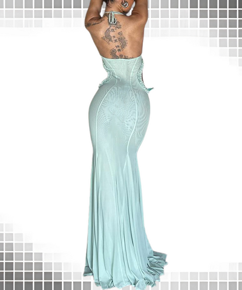 Butterfly Halter Neck Dress