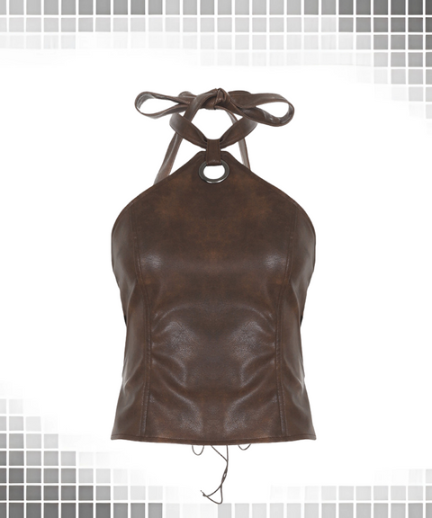 Leather Strappy Short Vest