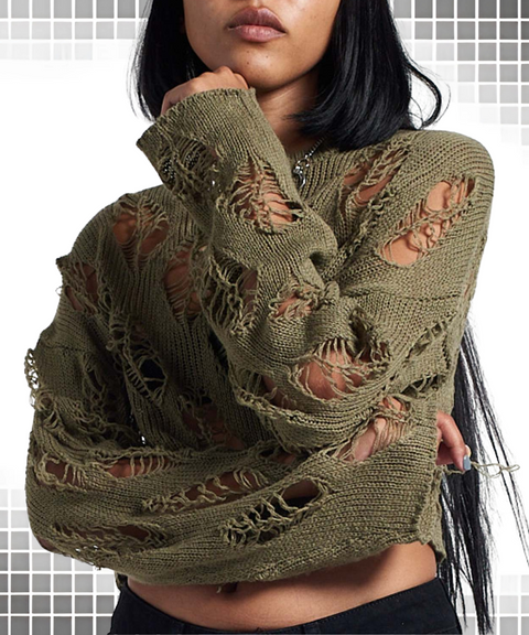 Openwork Loose-knit Sweater