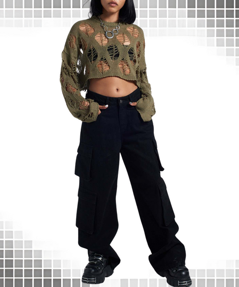 Openwork Loose-knit Sweater