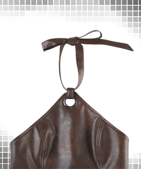 Leather Strappy Short Vest