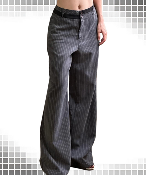 Striped Double Waist Suit Pants