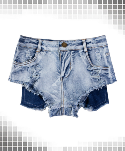 Frayed High-Waist Skinny Denim Shorts