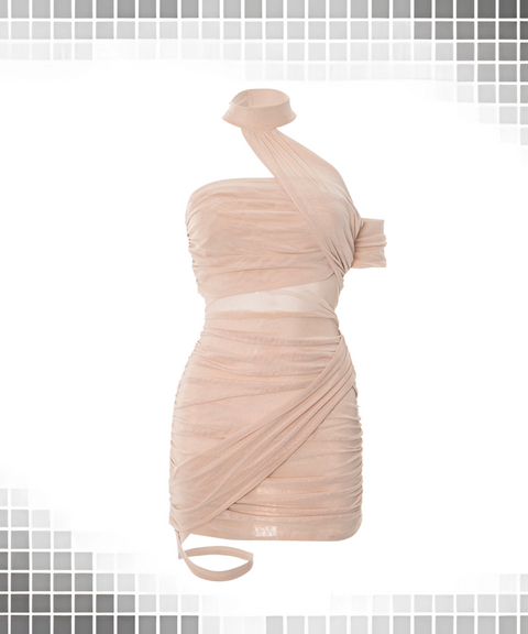 Mesh Halter Hip Dress