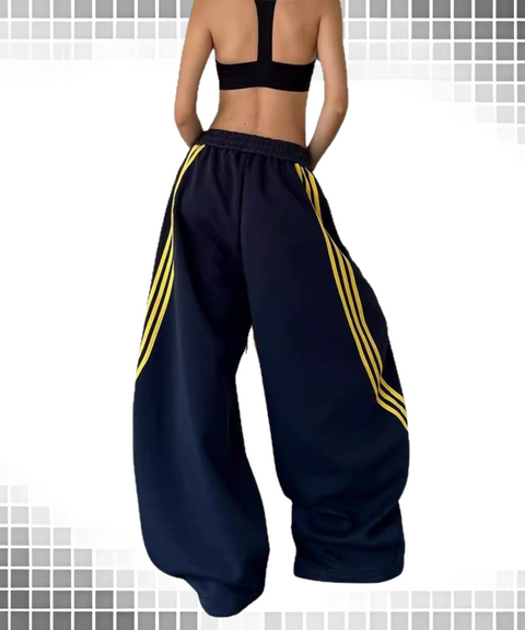 Striped Contrast Wide Leg Pants