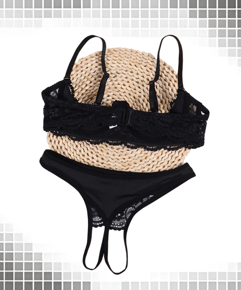 Sexy Open Crotch Thong Underwear Set