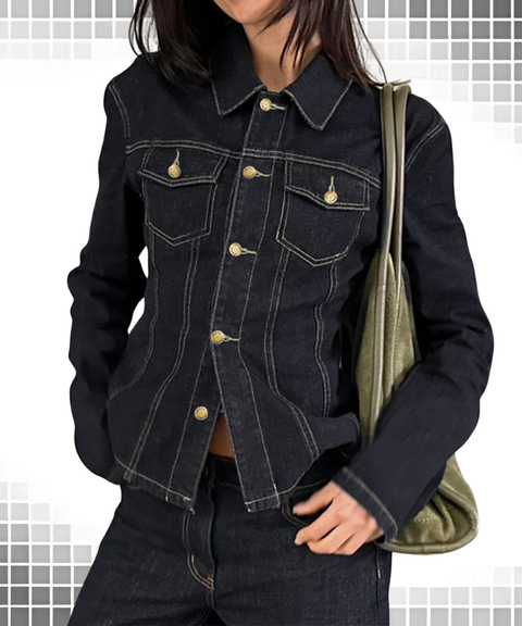 Slim-fit long-sleeved denim shirt/jacket
