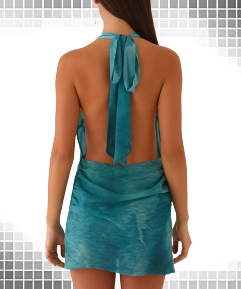 Hanging neck shell decoration dress