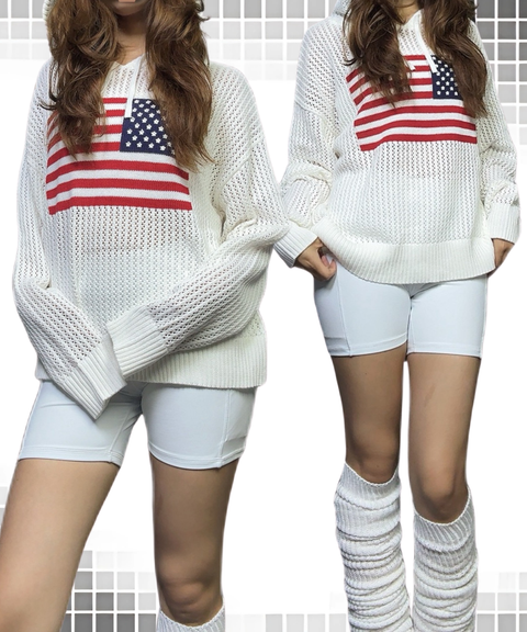 Retro pure cotton knitted hooded sweater sweatshirt