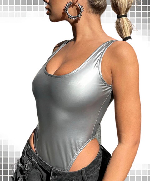 Silver laser bodysuit