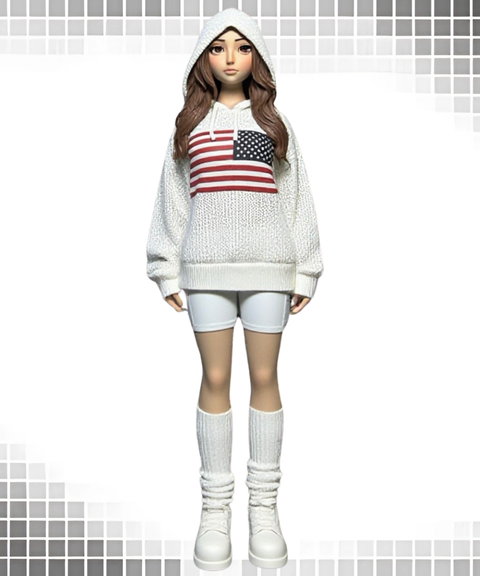 Retro pure cotton knitted hooded sweater sweatshirt