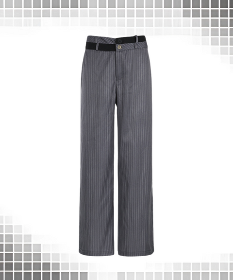Striped Double Waist Suit Pants