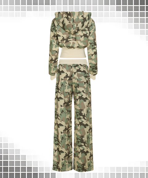 Hooded Long-sleeved Sweatshirt and Trousers Two-piece Set