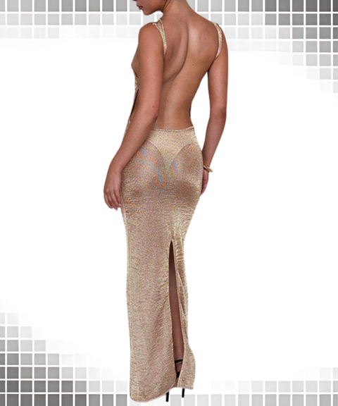 Sexy slit suspender dress